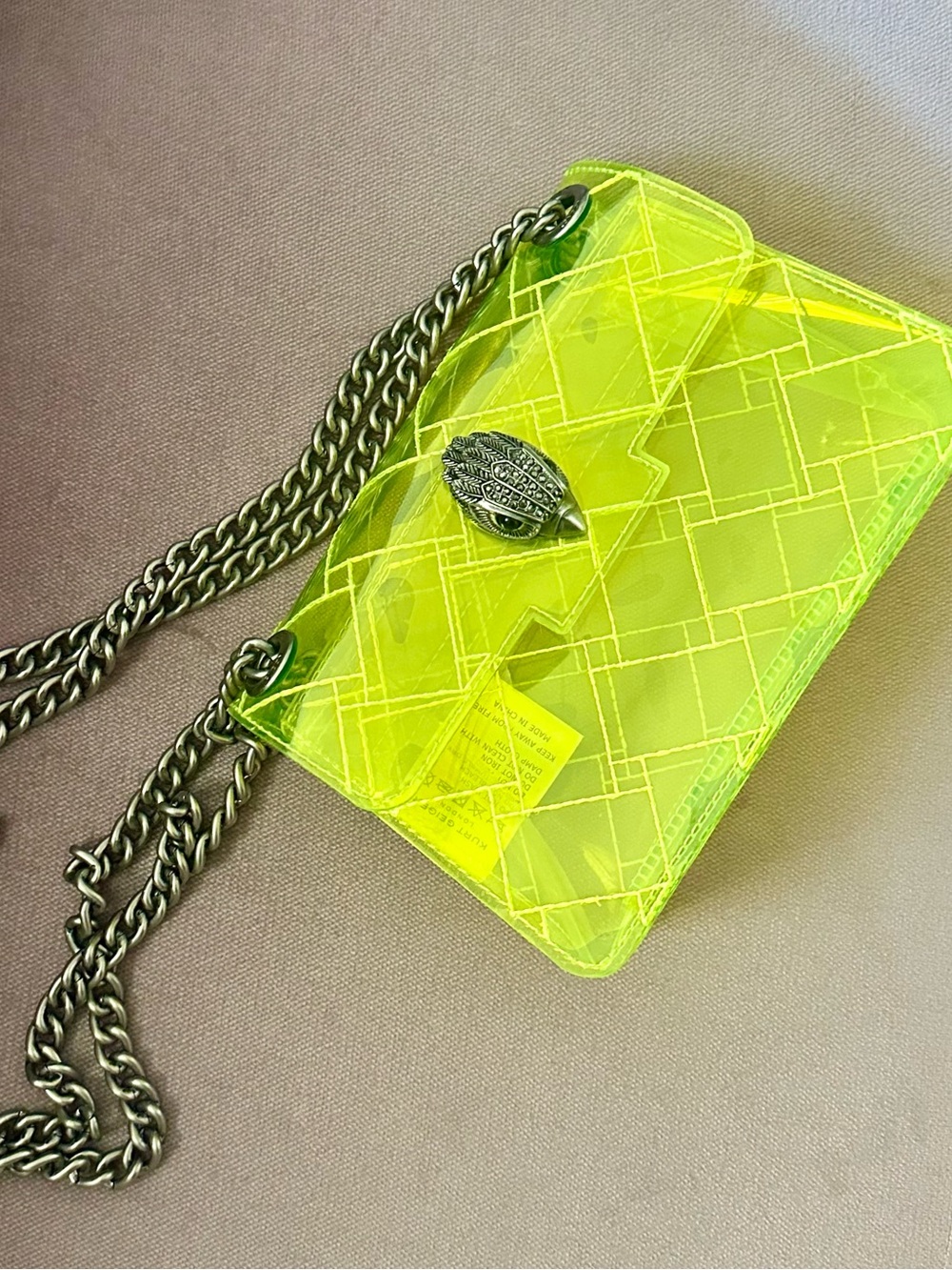 Kurt Geiger Mini Neon Yellow Translucent Bag